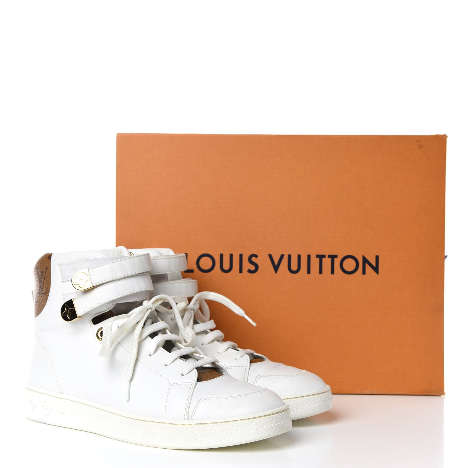 Louis Vuitton Calfskin Reverse Monogram Boombox High Top Sneakers 38 White 17 of 17