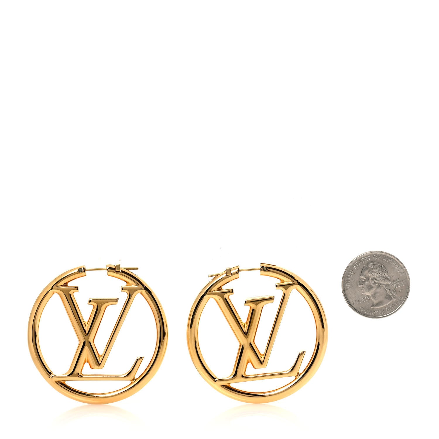 Louis Vuitton Metal Louise Hoop Earrings Gold 2 of 5