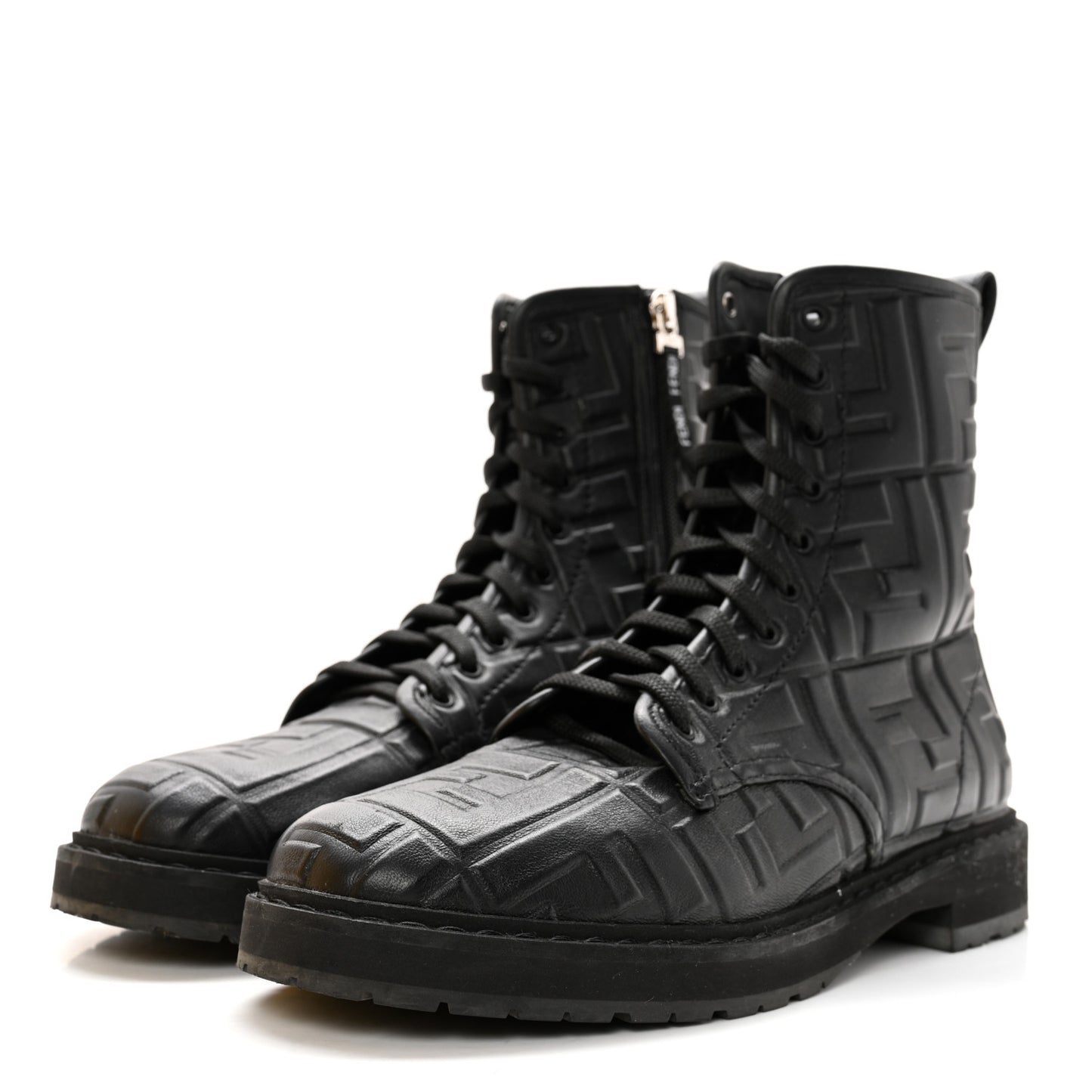 Nappa FF Embossed Womens Biker Boots 38.5 Black