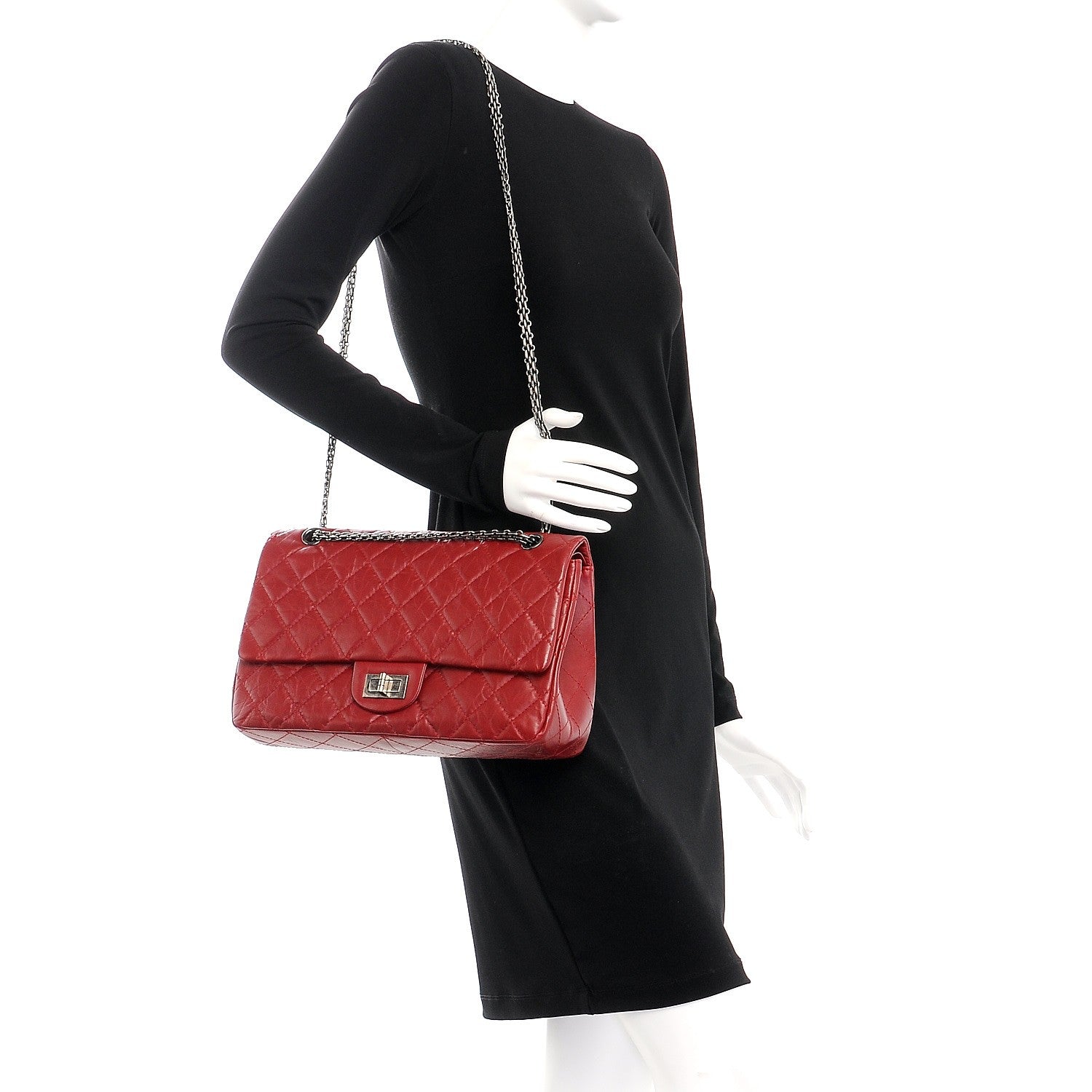 Chanel Aged Calfskin Quilted 2.55 Reissue 227 Flap Red 2 of 8