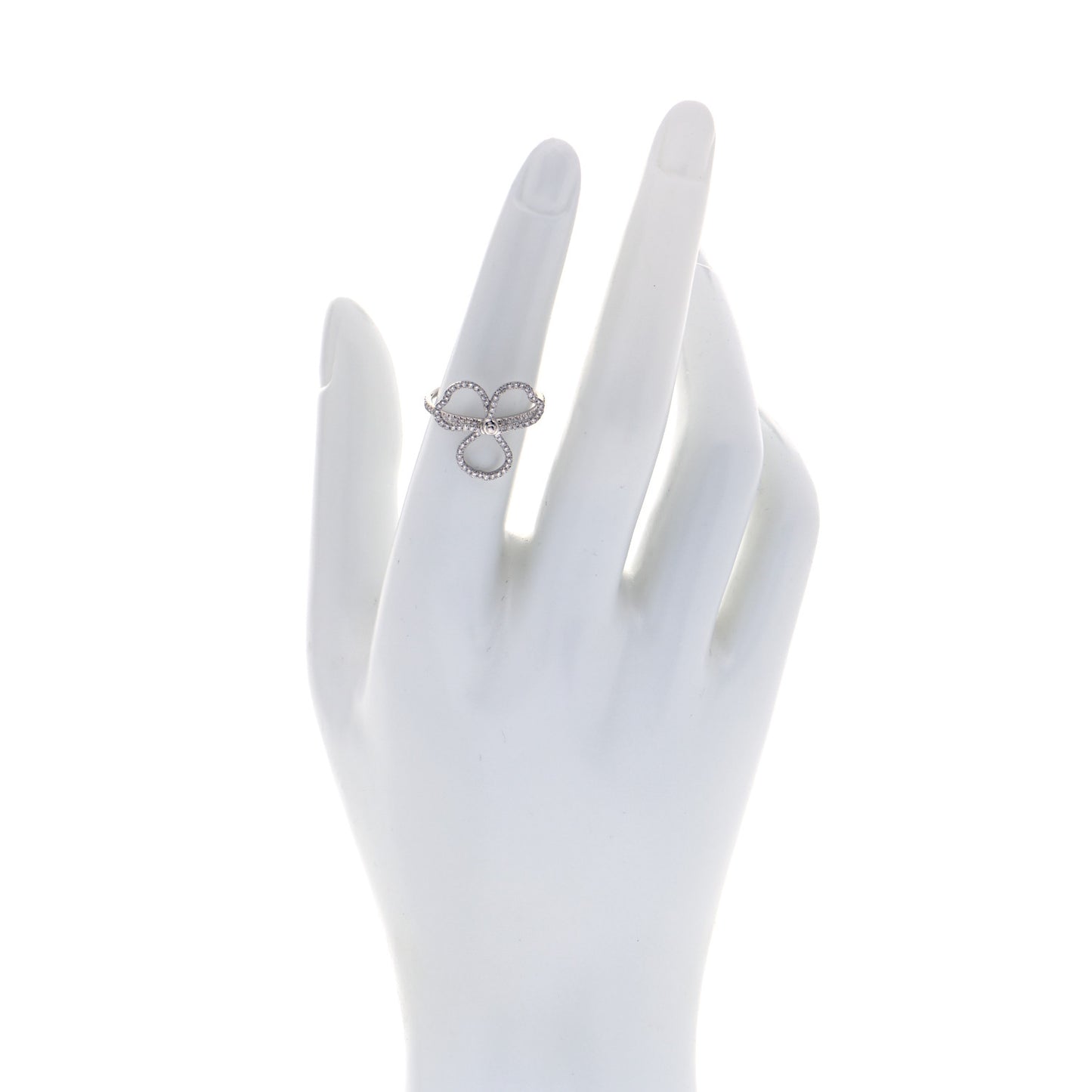 Platinum Diamond Open Paper Flowers Ring 52 6