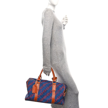 Louis Vuitton Calfskin Canvas Ouvea Keepall 40  Blue Red 2 of 9