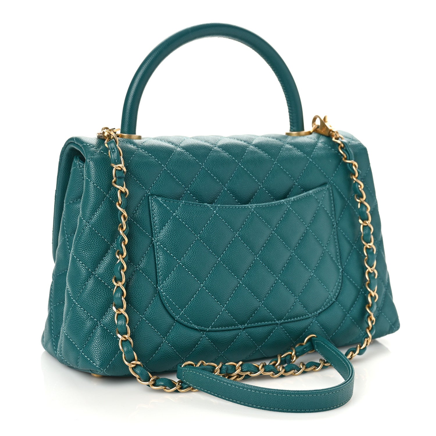 Chanel Caviar Quilted Small Coco Handle Flap Green 3 of 10