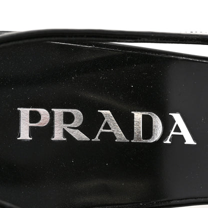 Prada Spazzolato Triangle Logo Pointed Toe 75mm Slingback Pumps  38 Black 7 of 11