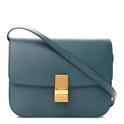 Celine Liege Calfskin Medium Classic Box Flap Bag Blue Slate 1 of 11