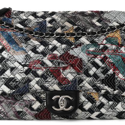 Chanel Tweed Strass Quilted XXL Plane Flap Black Multicolor 8 of 10