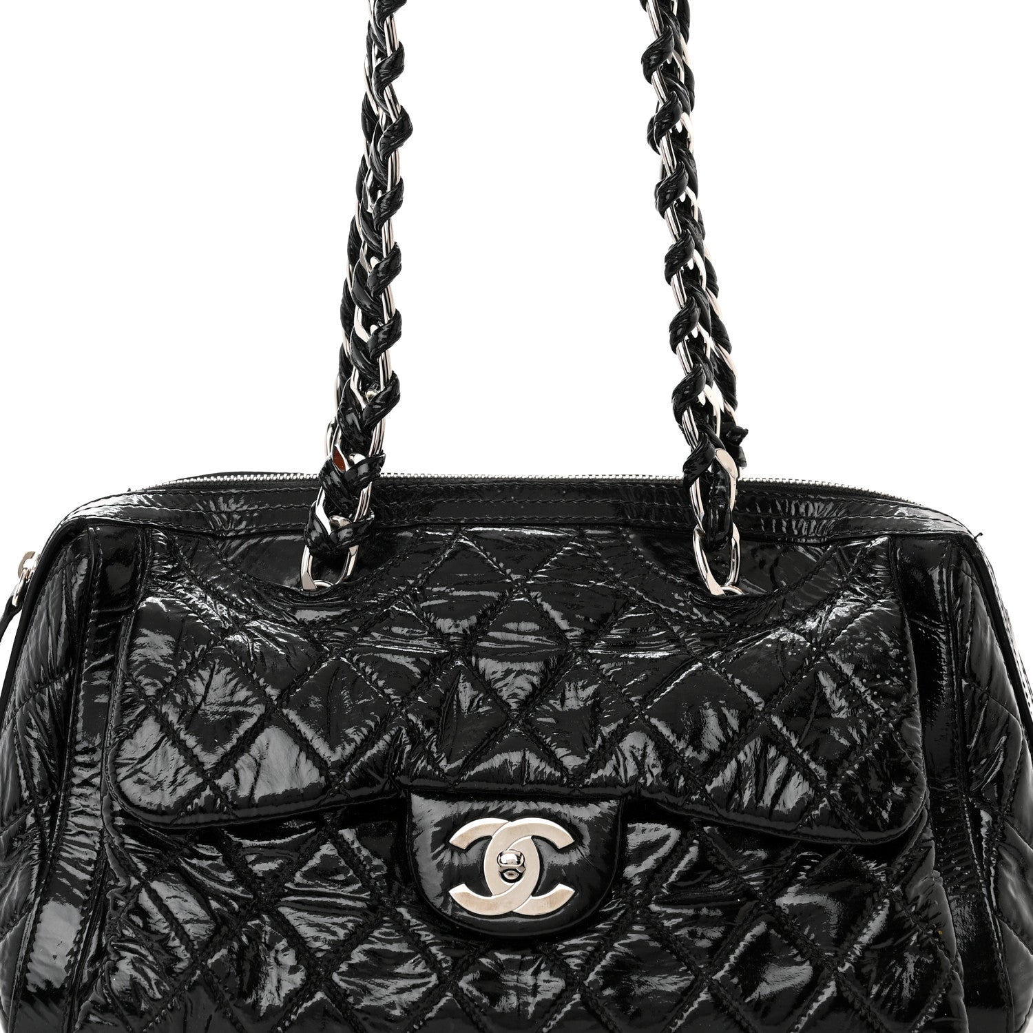 Chanel Patent Quilted Day Glo Flap Bag Black 8 of 14