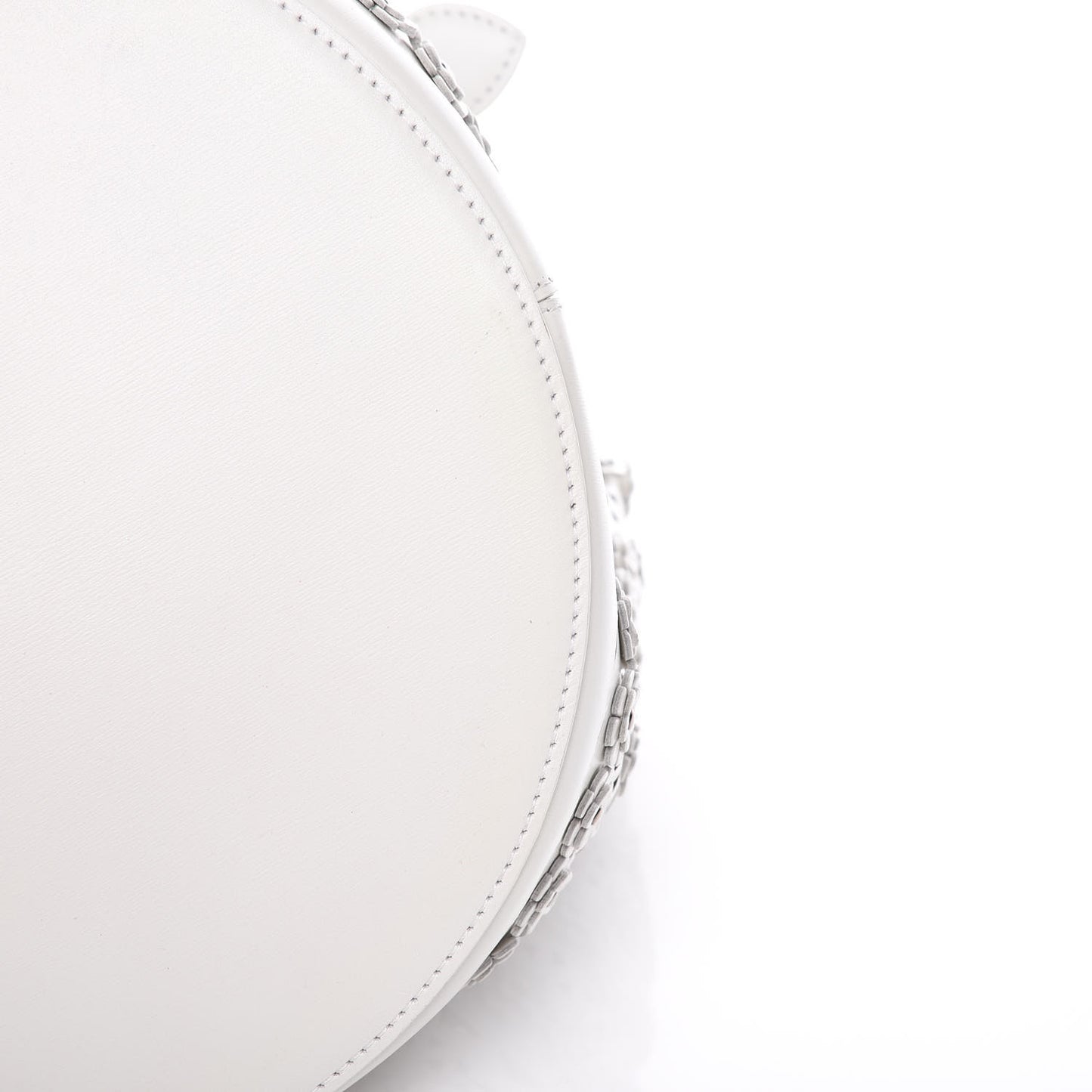 Calfskin Lux Laser Cut Studded Shoulder Bag White