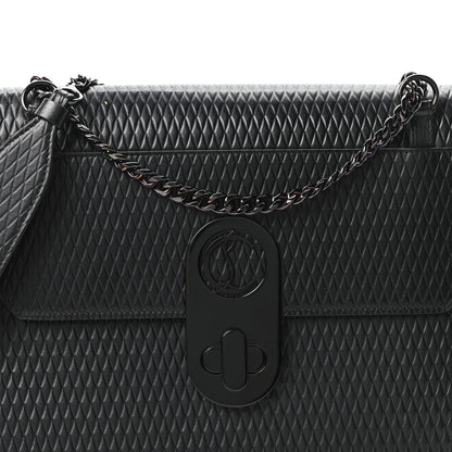 Christian Louboutin Calfskin Diamond Embossed Extra Large Elisa Shoulder Bag Black 8 of 10