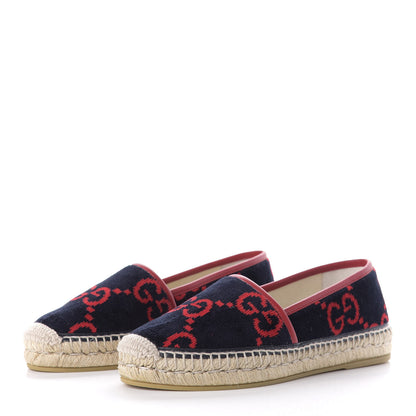 Gucci Terry Cloth GG Monogram Espadrilles 38 Blue Red 3 of 10