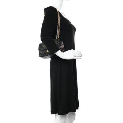 Chanel Calfskin Crocodile Embossed Graffiti 2.55 Mini Cocodile Reissue Flap Black Pink 2 of 12