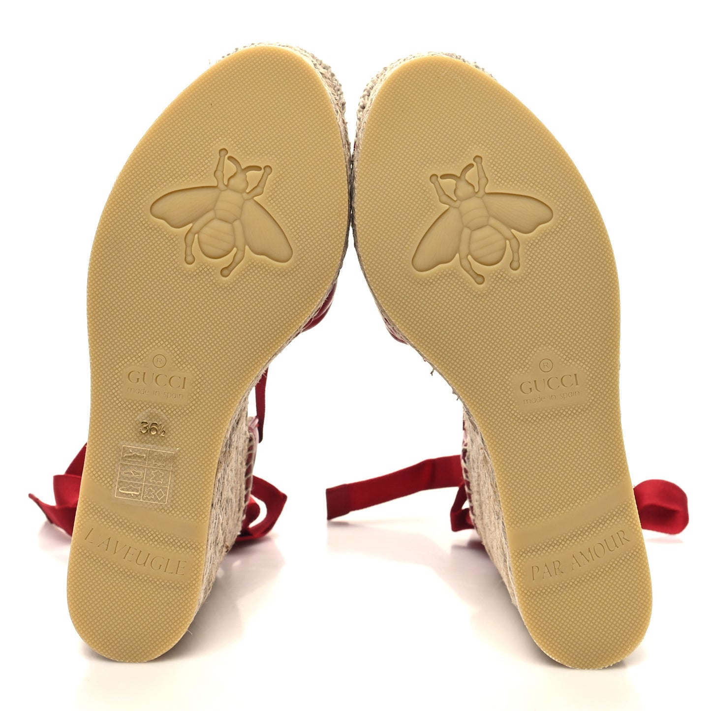 Nappa Matelasse GG Marmont Ankle Wrap Platform 35/120mm Espadrille Wedges 36.5 Hibiscus Red