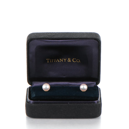 Tiffany 18K Yellow Gold 8mm Pearl Stud Earrings 5 of 5