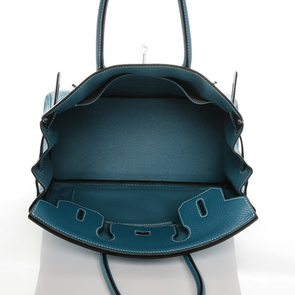 Hermes Taurillon Clemence Birkin 30 Blue Jean 25 of 28