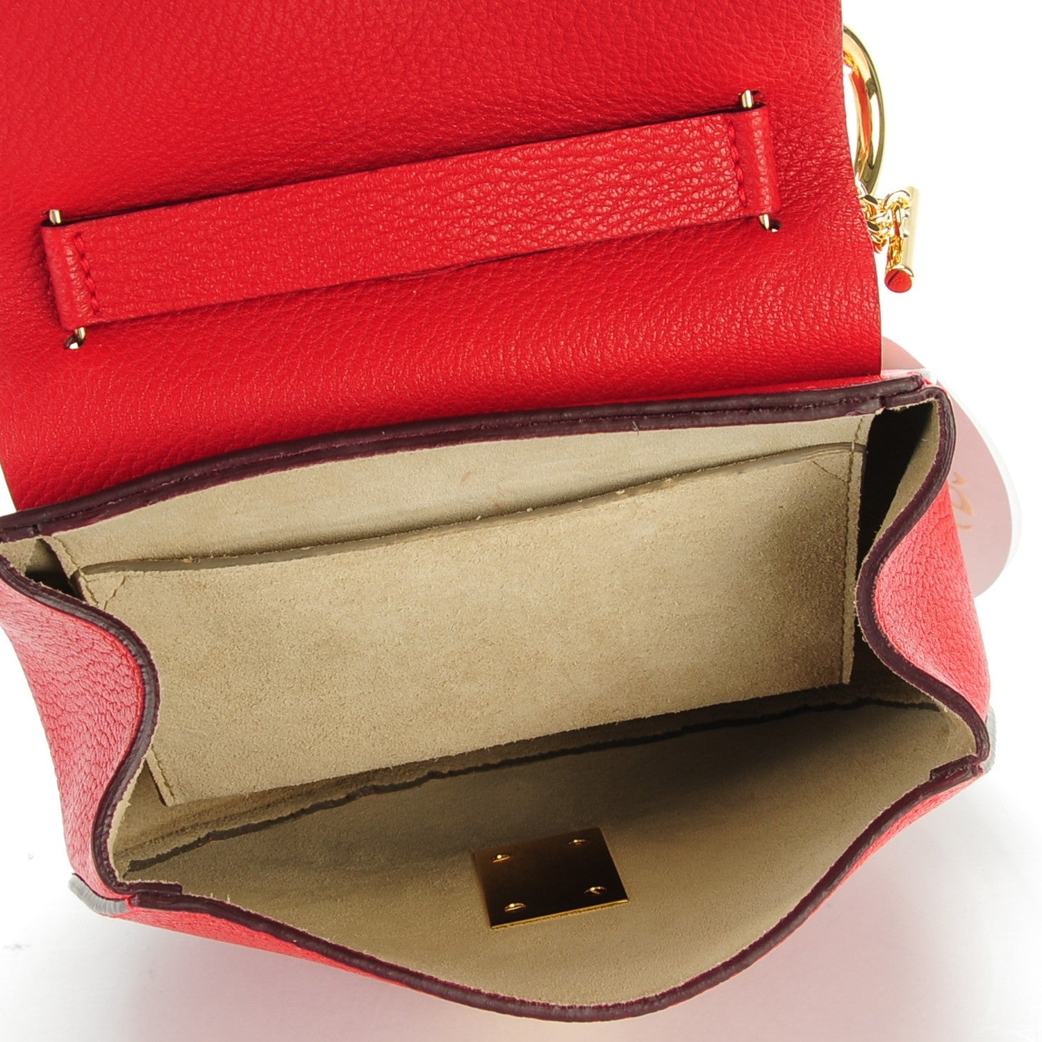 Chloe Grained Lambskin Mini Drew Shoulder Bag Plaid Red 5 of 7