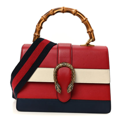 Gucci Calfskin Bamboo Web Medium Dionysus Top Handle Bag Red White Blue 1 of 11