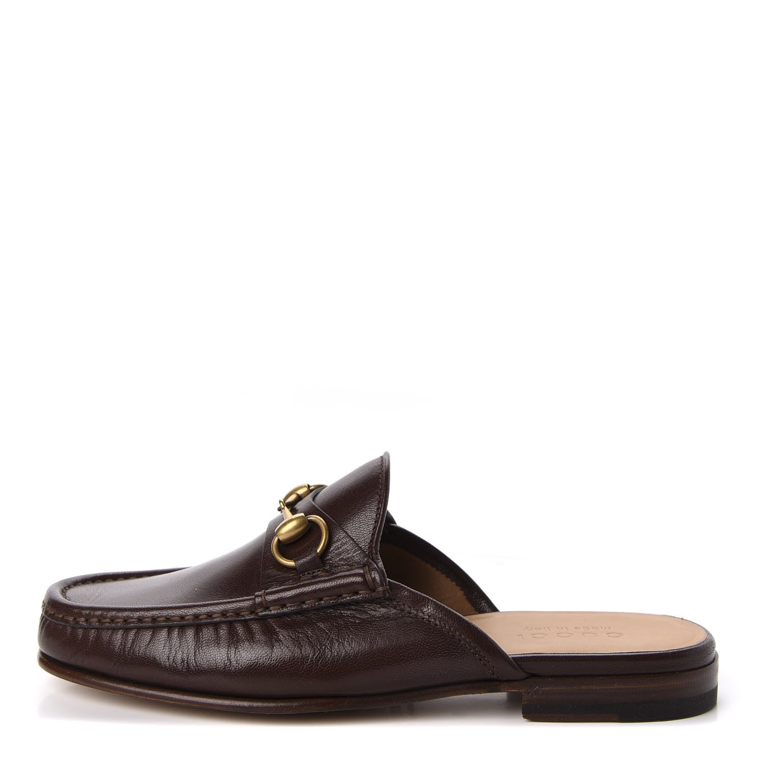 Gucci Goatskin Mens Horsebit Slippers 6 Light Brown 1 of 10