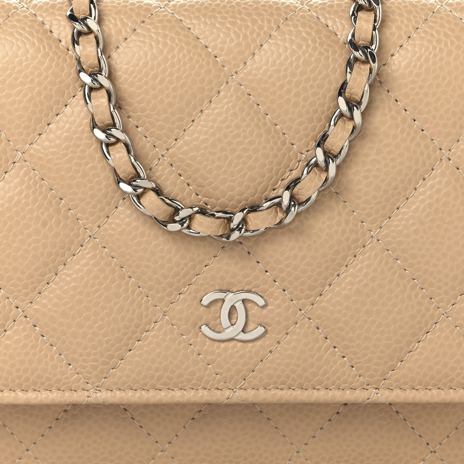 Chanel Caviar Quilted Wallet On Chain WOC Beige 9 of 11