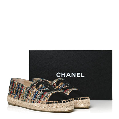 Chanel Tweed Grosgrain CC Espadrilles 36 Multicolor Black 12 of 12