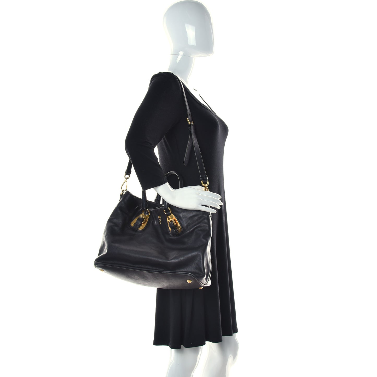 Soft Calf Shopping Tote Black