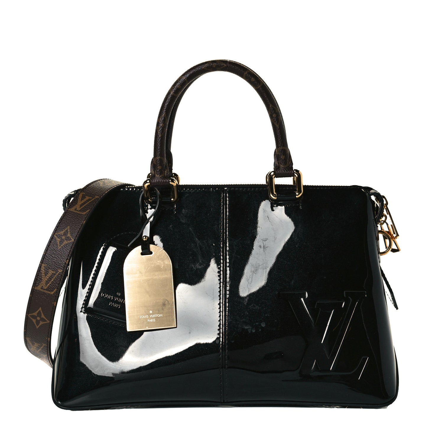 Patent Calfskin Miroir Tote Black