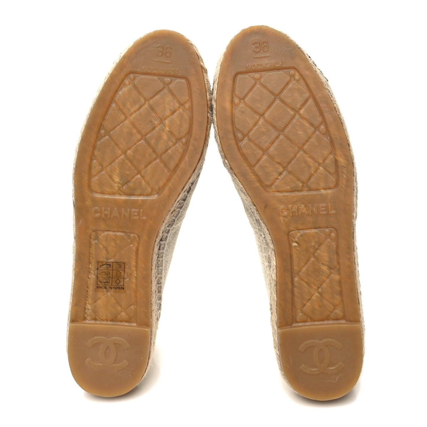 Toile Sequin CC Espadrilles 36 Beige Black