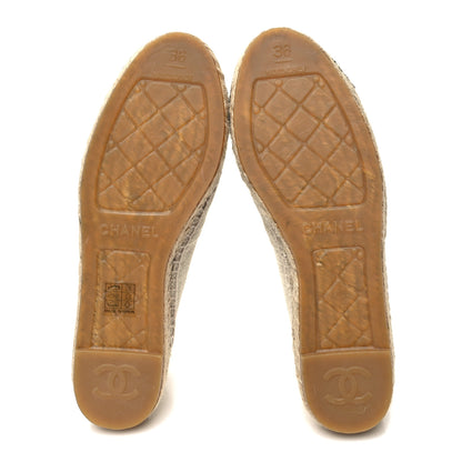 Chanel Toile Sequin CC Espadrilles 36 Beige Black 5 of 10