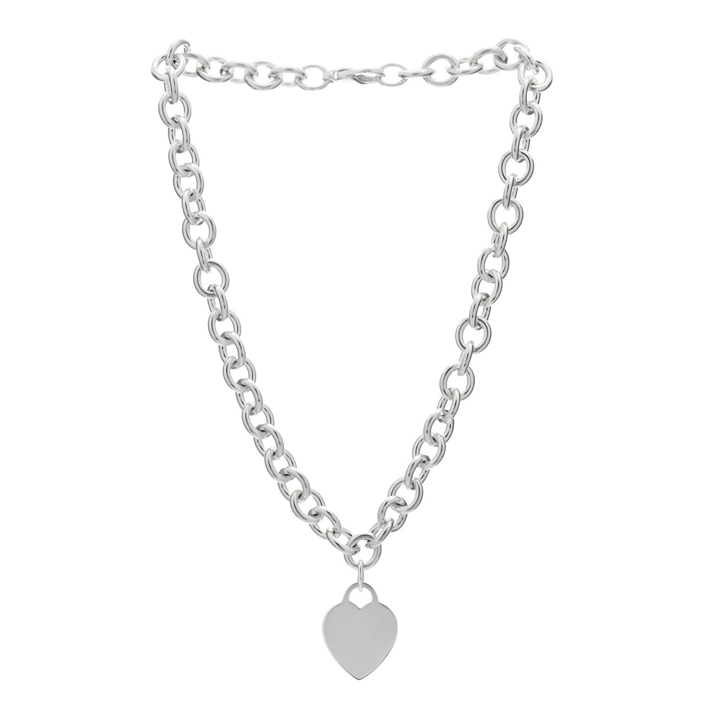 Sterling Silver Heart Tag Necklace