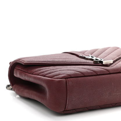 Saint Laurent Sheepskin Matelasse Chevron Monogram Medium College Bag Rouge Legion 11 of 13