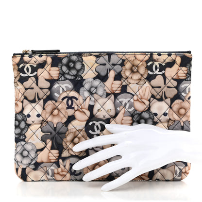 Chanel Nylon Quilted Medium Cat Emoticon Cosmetic Case Navy 2 of 8