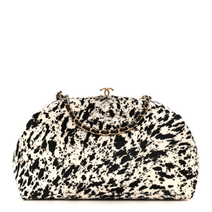Chanel Lambskin Pony Hair Printed Clutch With Chain Black White 1 of 11