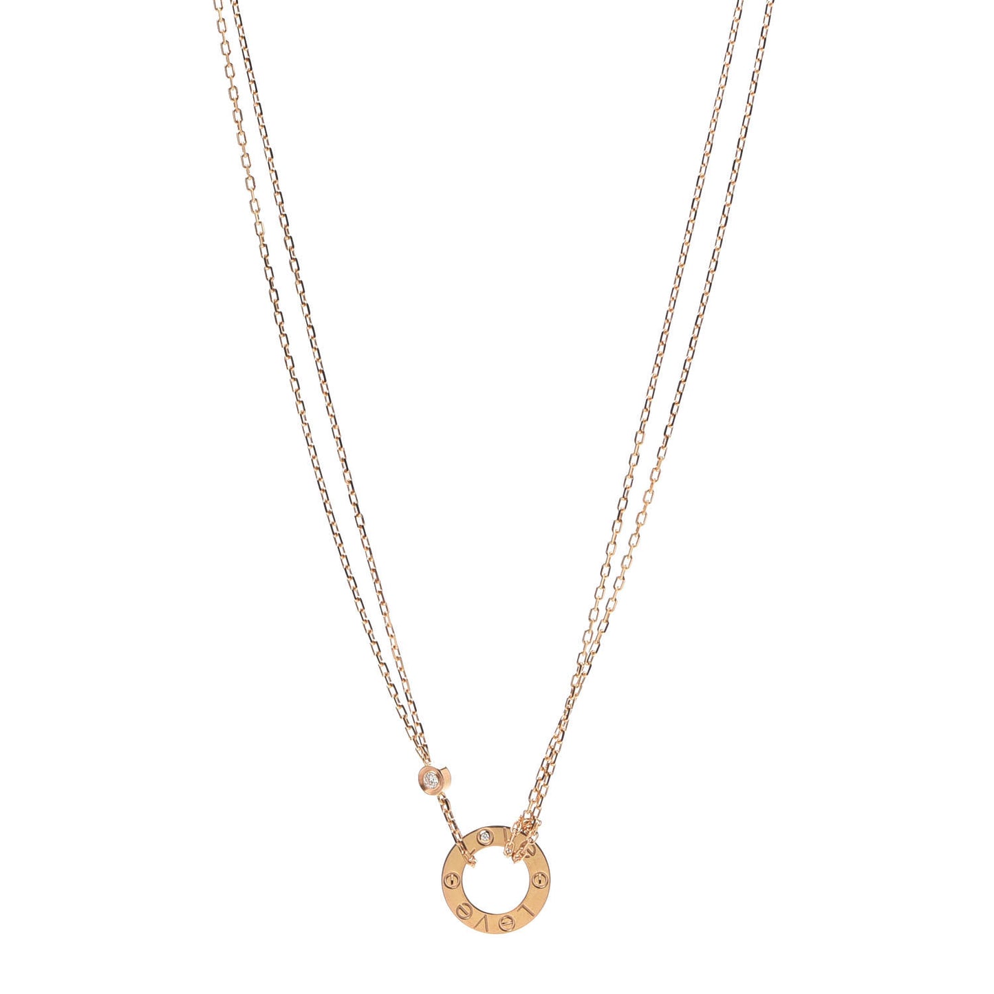18K Yellow Gold 2 Diamond LOVE Necklace