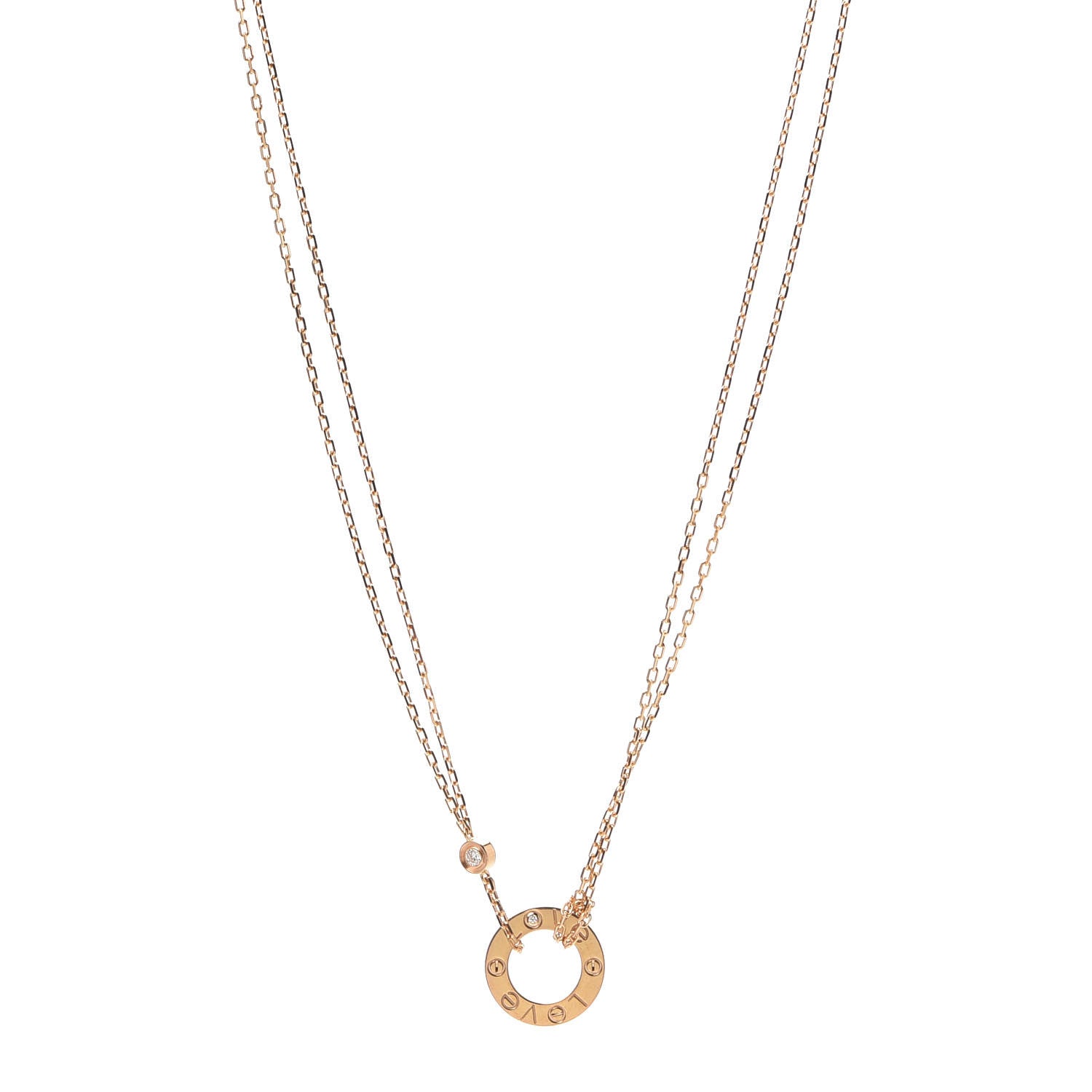 Cartier 18K Yellow Gold 2 Diamond LOVE Necklace 1 of 5