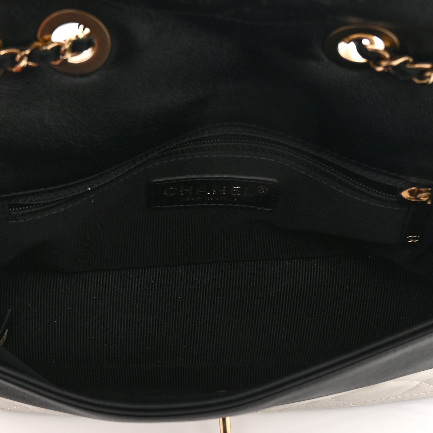 Lambskin Quilted Small Graphic Flap White Black