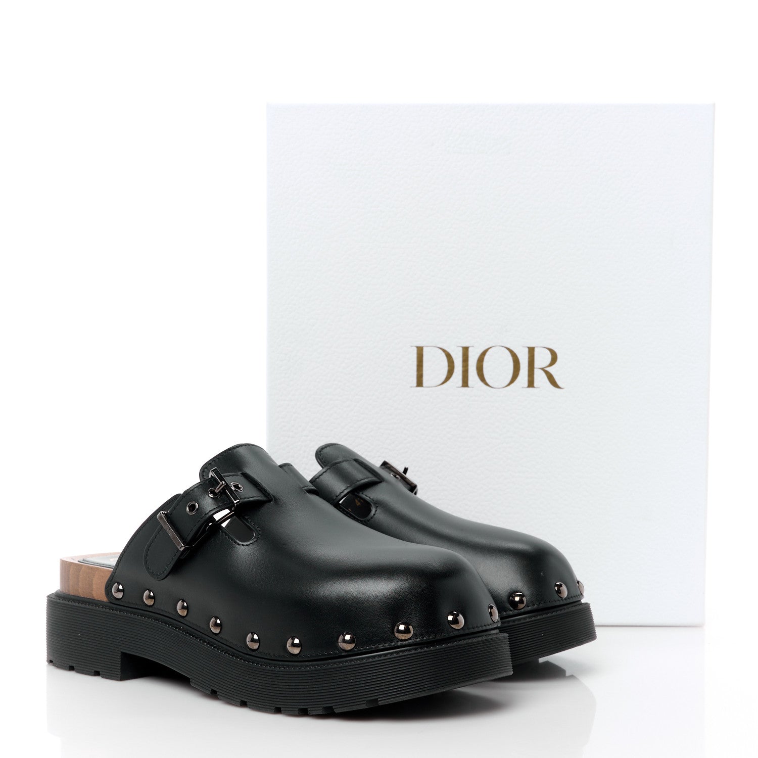 Christian Dior Calfskin Diorquake Buckled Lug Sole 15mm Clogs 41 Black 10 of 10