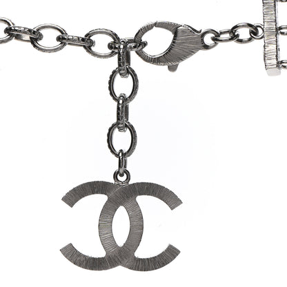 Chanel Graduated Pearl CC Multi 3 Strand Necklace Ruthenium Grey Black 5 of 7