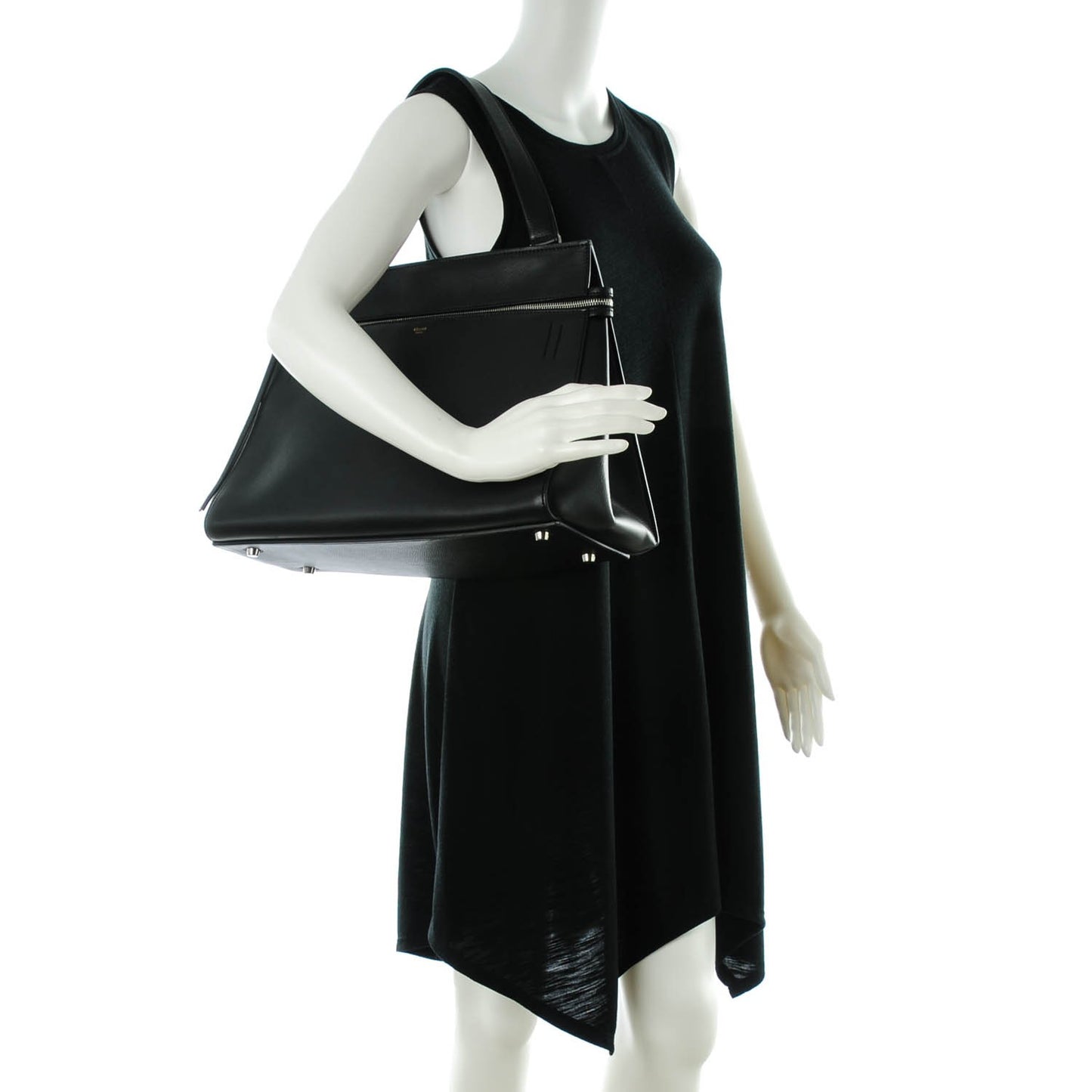 Grained Calfskin Large Edge Shoulder Bag Black