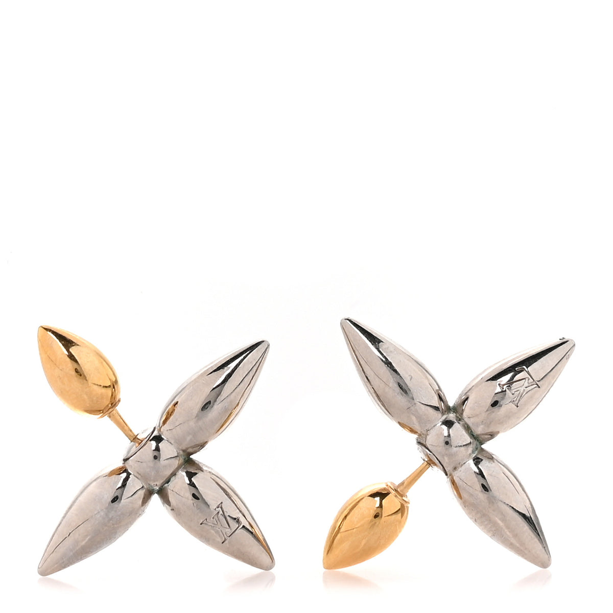 Louis Vuitton Metal Louisette Earrings Silver Gold 1 of 3