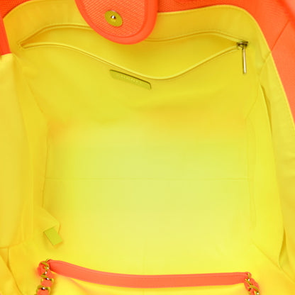 Chanel Mixed Fibers Calfskin Deauville Medium Tote Orange Yellow 6 of 11