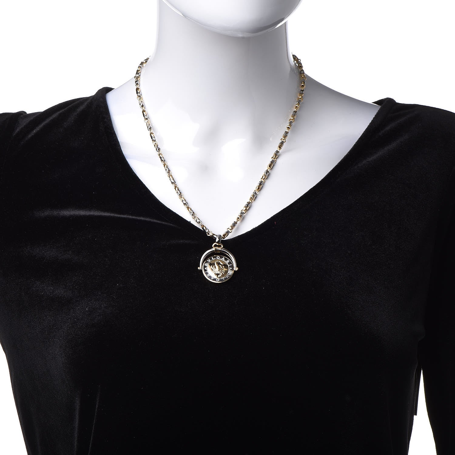 Bulgari 18K Yellow Gold Stainless Steel Scorpio Zodiac Pendant Necklace 2 of 5