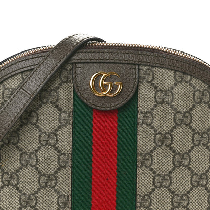Gucci GG Supreme Monogram Textured Dollar Calfskin Web Small Ophidia Dome Shoulder Bag Beige Ebony New Acero 8 of 10