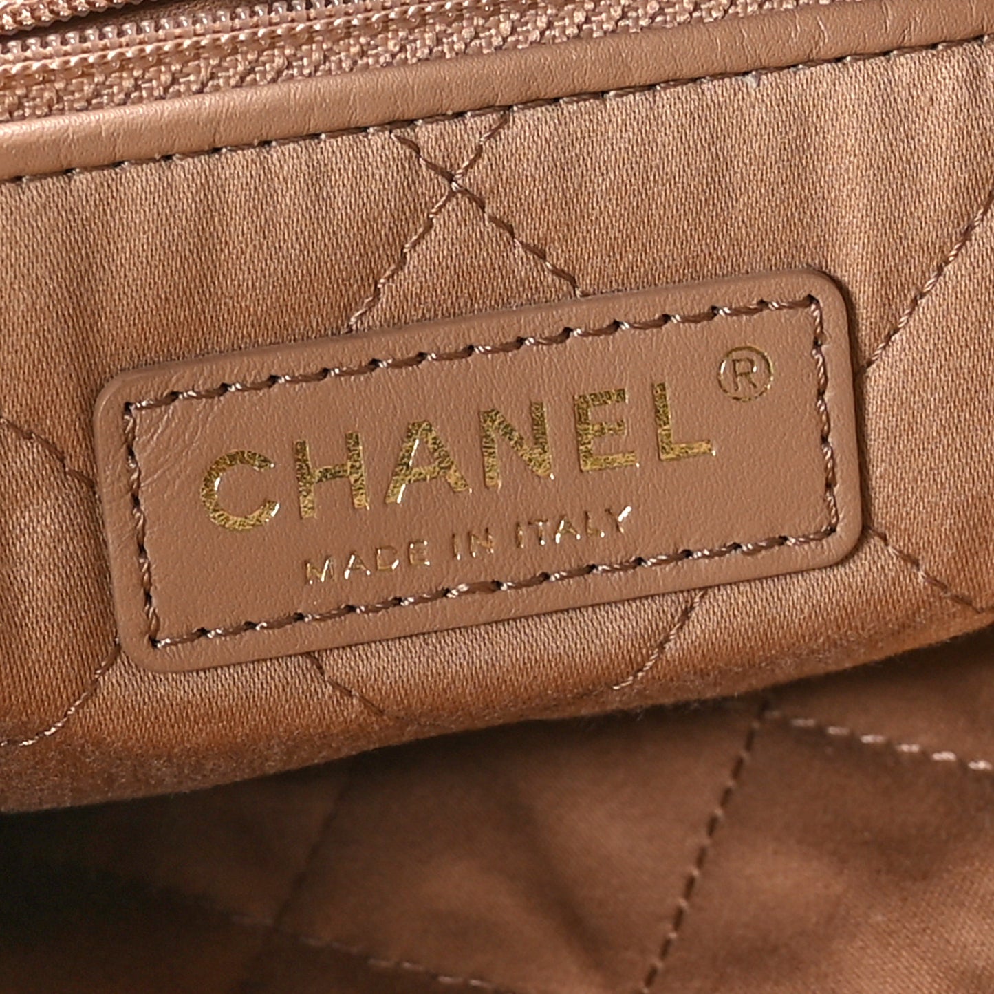 Shiny Calfskin Quilted Small Chanel 22 Beige