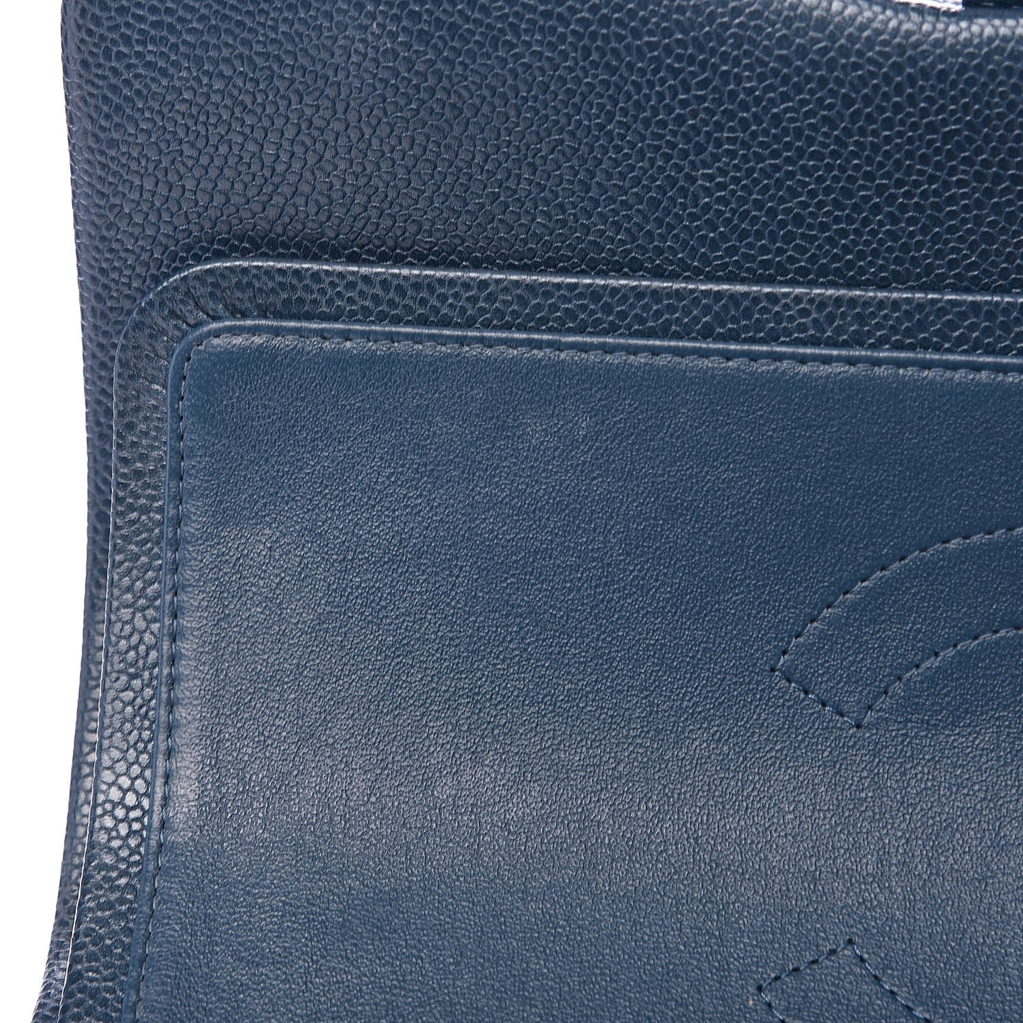 Caviar Quilted Jumbo Double Flap Dark Blue