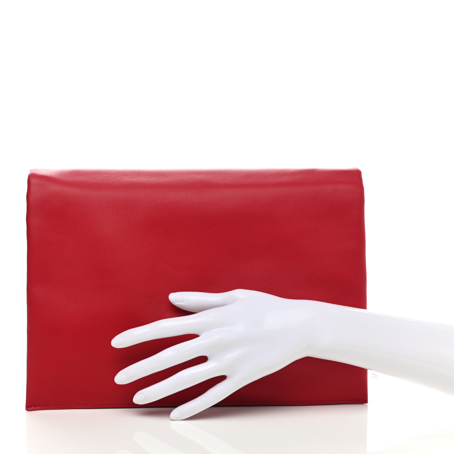 Celine Lambskin Rolled Soft Trio Clutch Bright Red 3 of 8