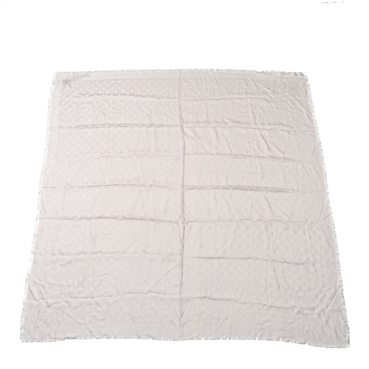 Silk Lurex Wool Monogram Shine Shawl Gris Perle