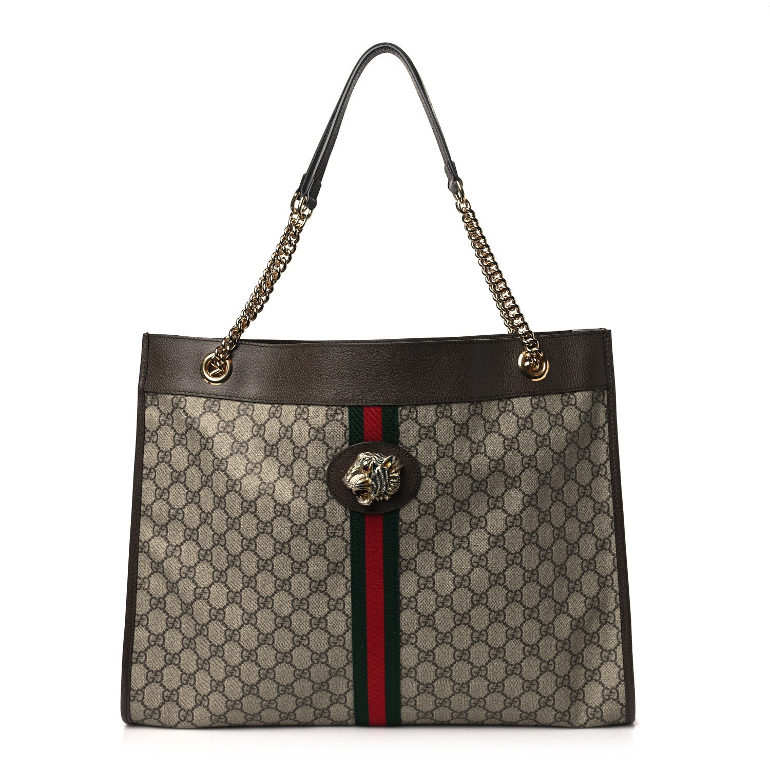 Gucci GG Supreme Monogram Large Rajah Chain Tote Beige New Acero 1 of 10