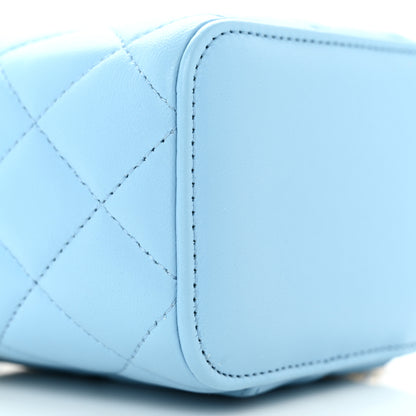 Chanel Lambskin Quilted Pearl Crush Mini Vanity Case With Chain Light Blue 10 of 12
