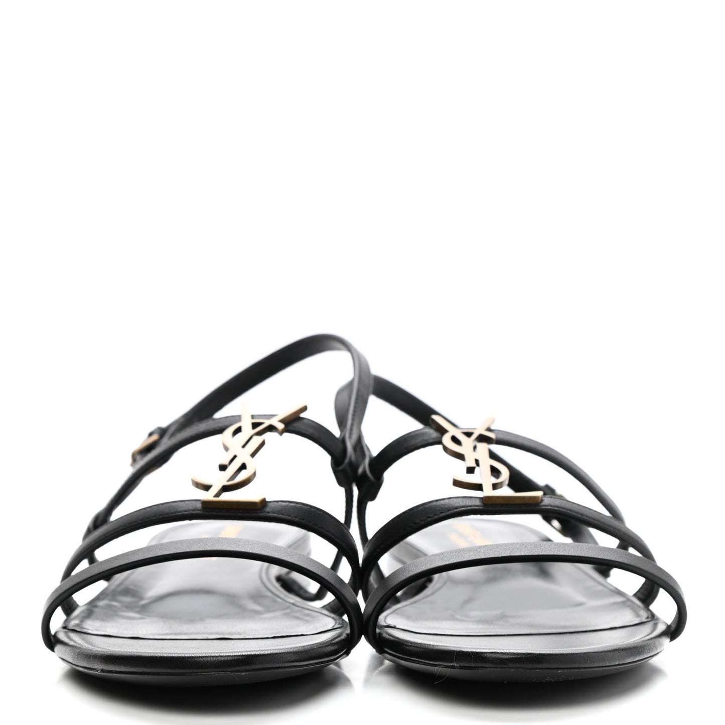 Patent Calfskin Cassandra Monogram Sandals 39 Black