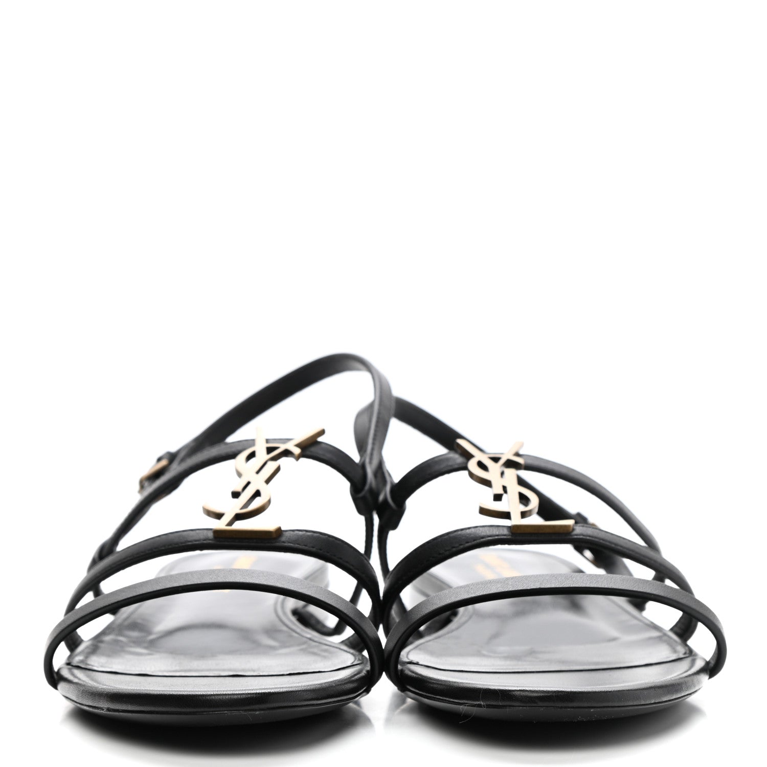 Saint Laurent Patent Calfskin Cassandra Monogram Sandals 39 Black 2 of 11