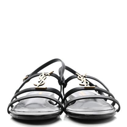 Saint Laurent Patent Calfskin Cassandra Monogram Sandals 39 Black 2 of 11